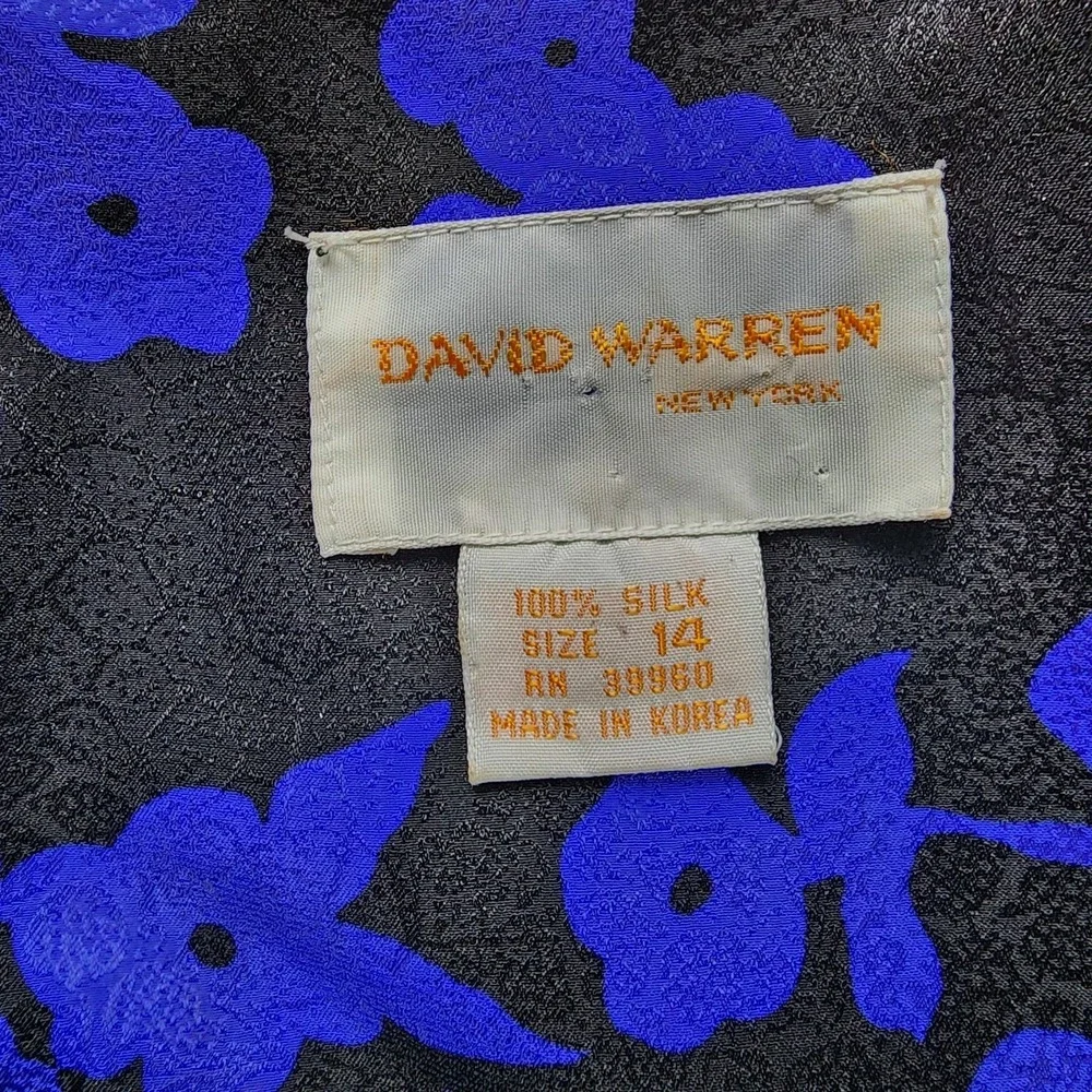 David Warren All Silk Jacket Blazer Womens 14‎ Purple Black Wrap Career Church